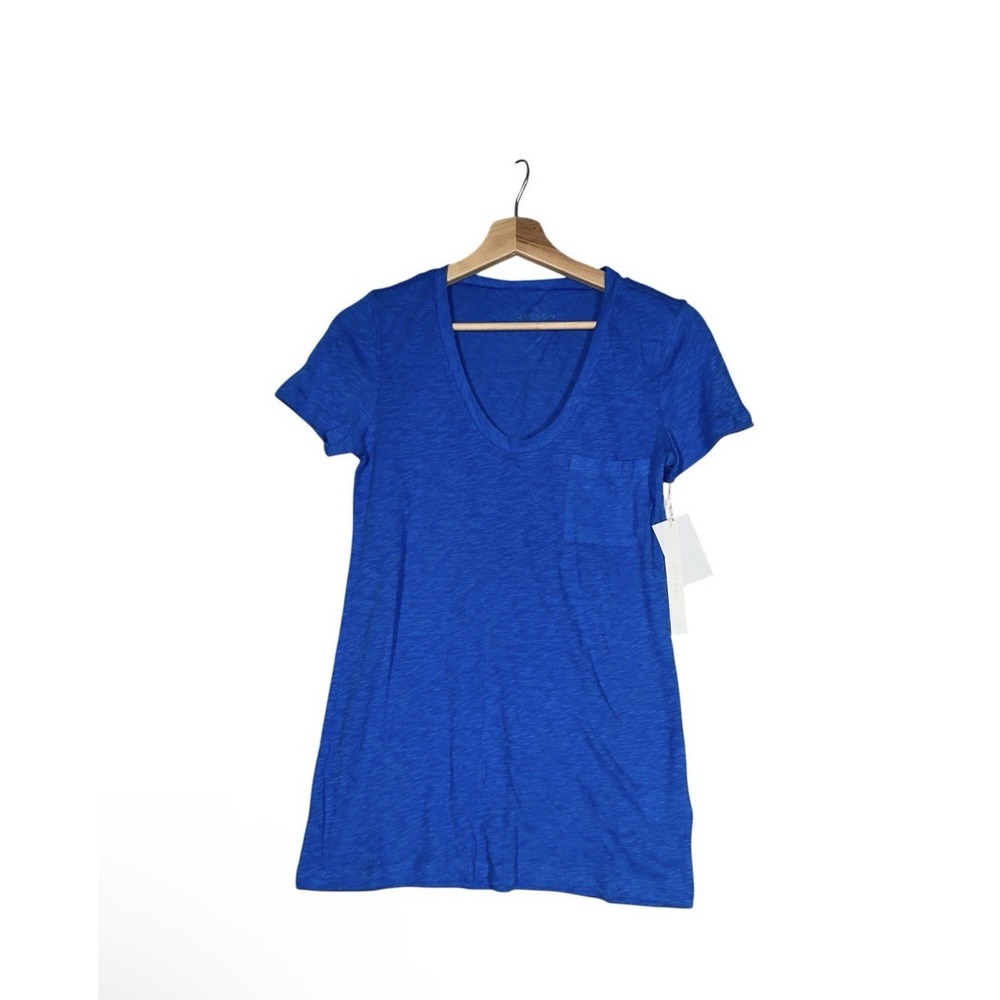NEW Caslon T-Shirt Womens Sz Small Blue V-Neck Cap Sleeve Pocket Casual